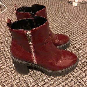 Steve Madden Burgundy Platform Ankle Boots